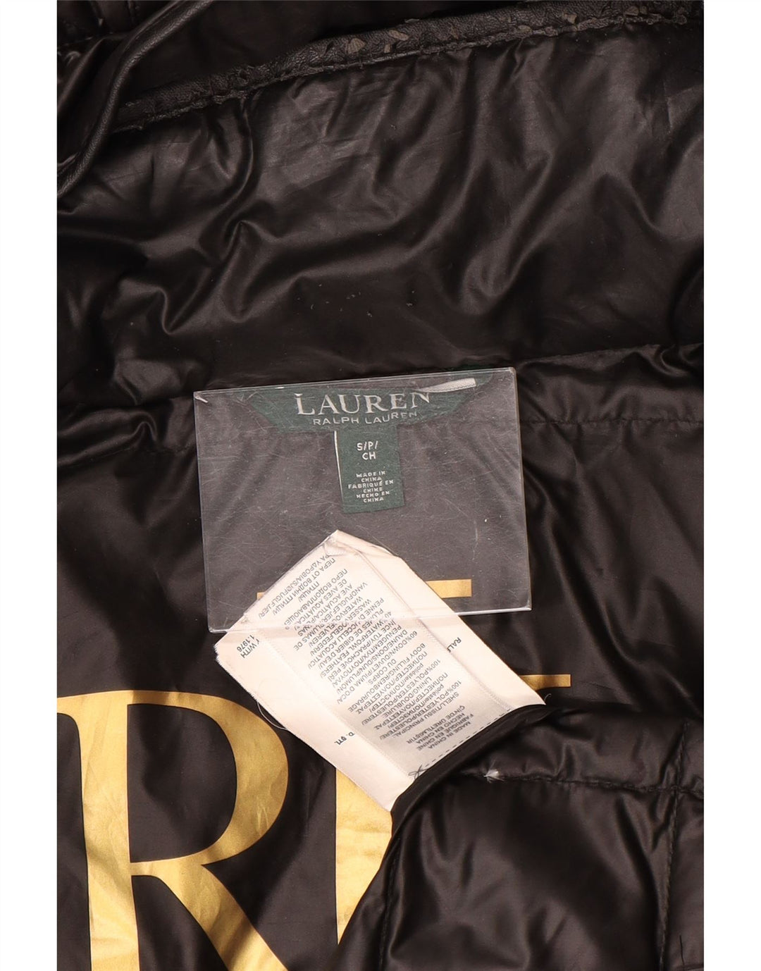 Ralph Lauren Chaqueta acolchada con capucha para mujer UK 10 Small Poliéster negro