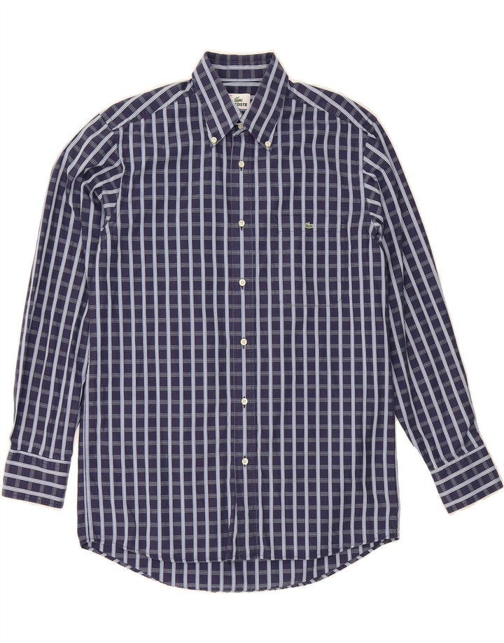 LACOSTE Mens Shirt Size 40 Medium Navy Blue Check Cotton Vintage Lacoste and Second-Hand Lacoste from Messina Hembry 