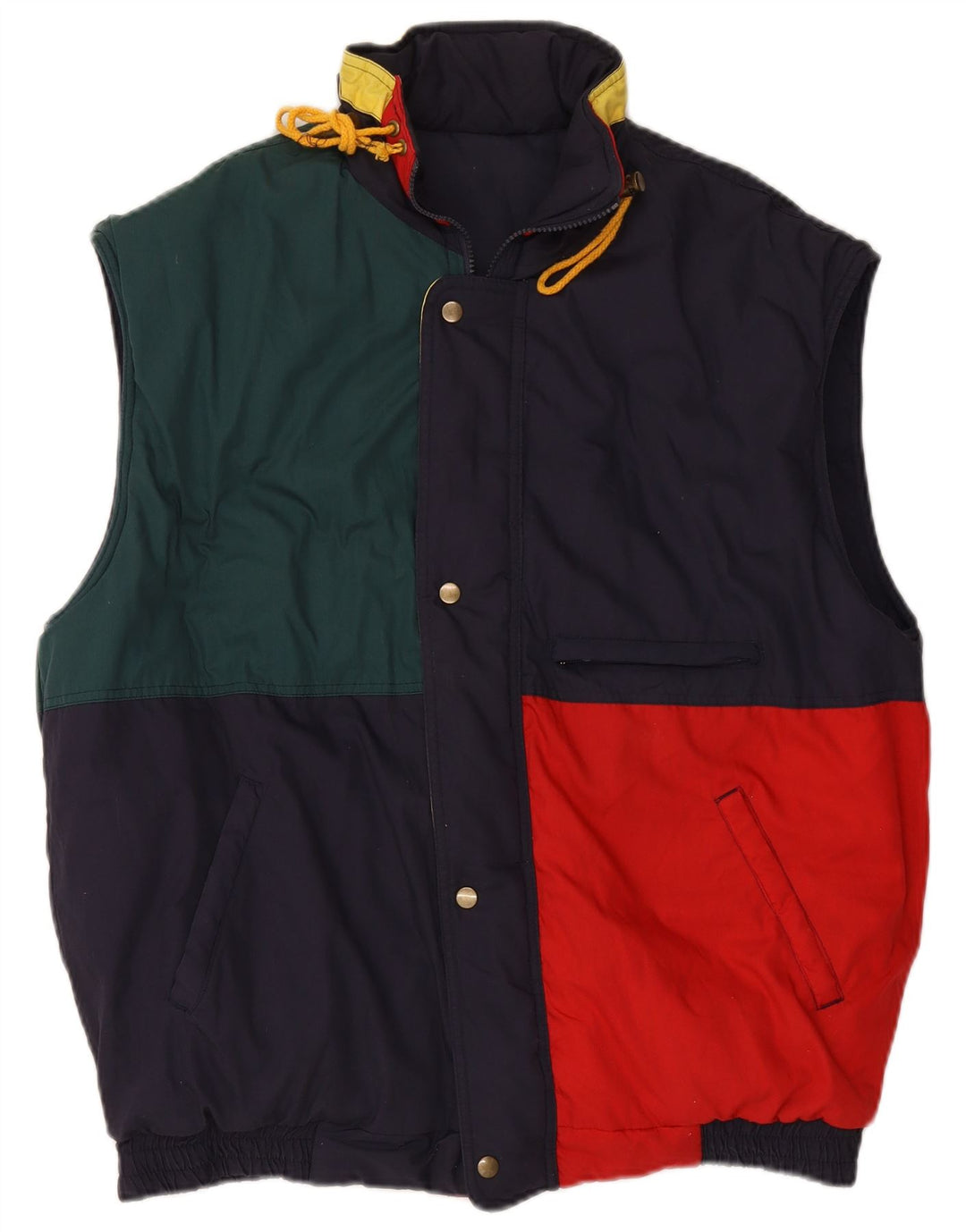 VINTAGE Chaleco acolchado reversible para hombre Reino Unido 42 XL Bloque de color azul marino