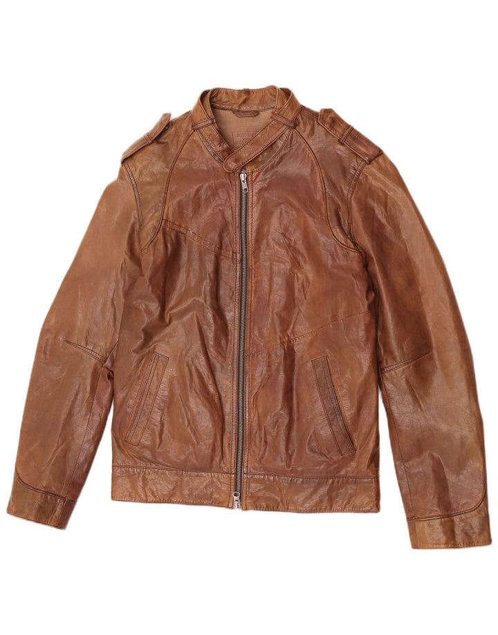 Kruder Chaqueta de cuero para hombre UK 36 Small Cuero marrón