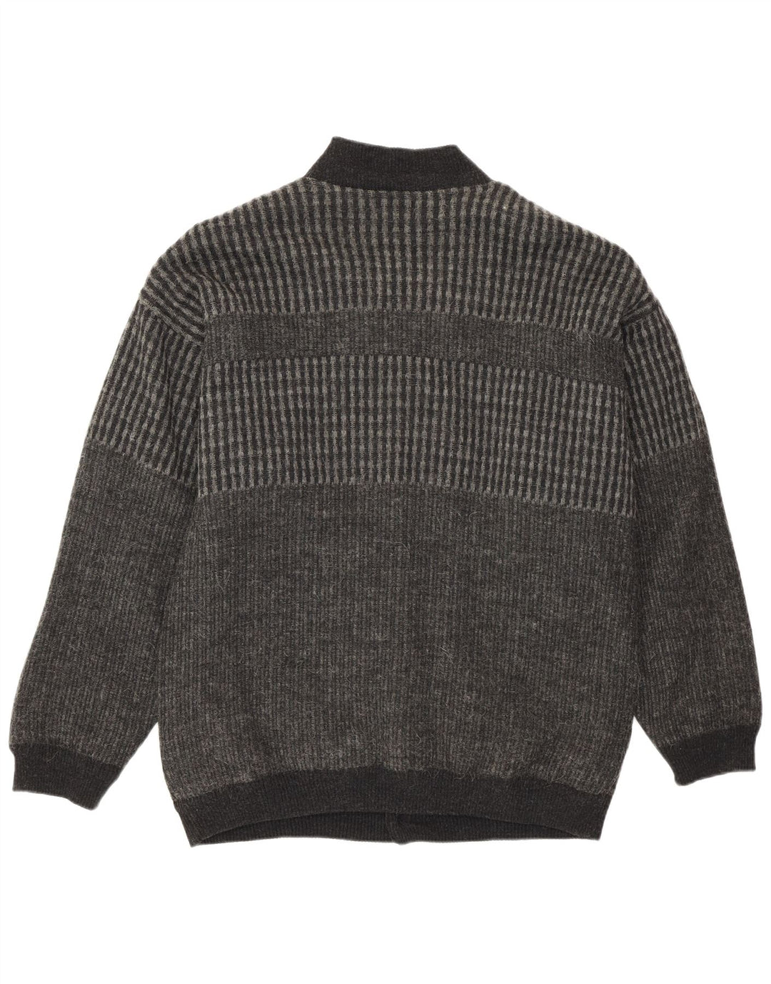 Settebello Cárdigan para hombre suéter gris medio geométrico acrílico retro