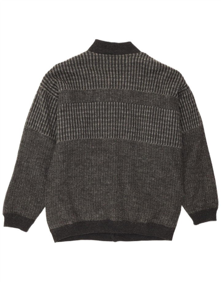 Settebello Cárdigan para hombre suéter gris medio geométrico acrílico retro