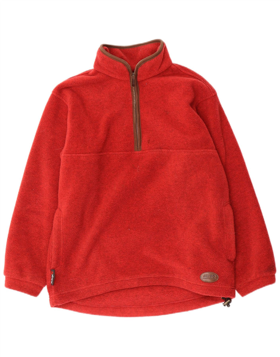 MUSTO Jersey de forro polar con cuello y cremallera para hombre pequeño poliéster rojo
