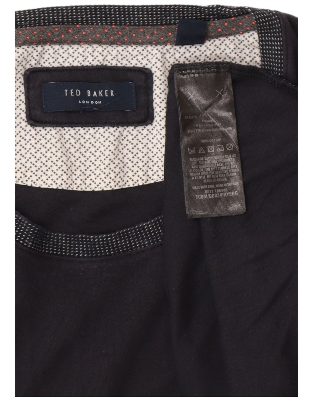 TED BAKER Camiseta para hombre Top 2XL Azul marino Algodón