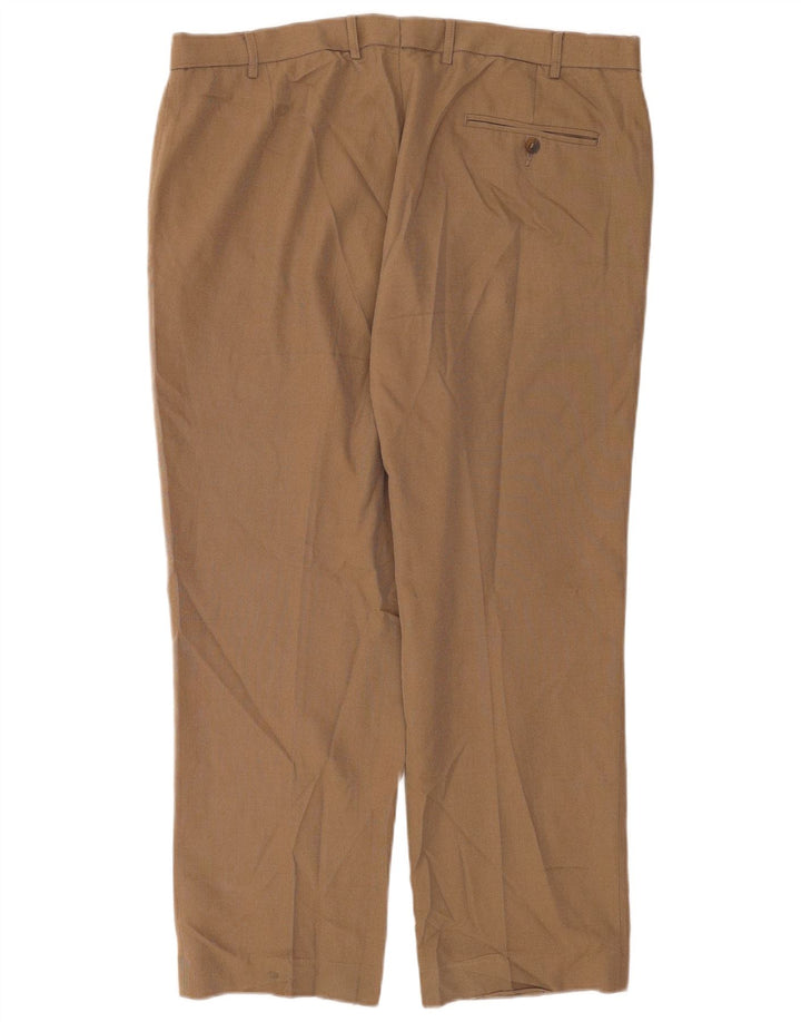 Marks & Spencer Pantalón de traje de corte regular para hombre W38 L29 Poliéster beige