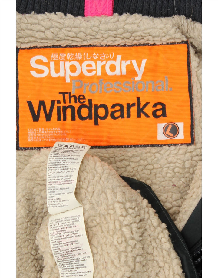 Superdry The Windparka Parka Chaqueta para Mujer UK 46 Grande Poliéster Negro