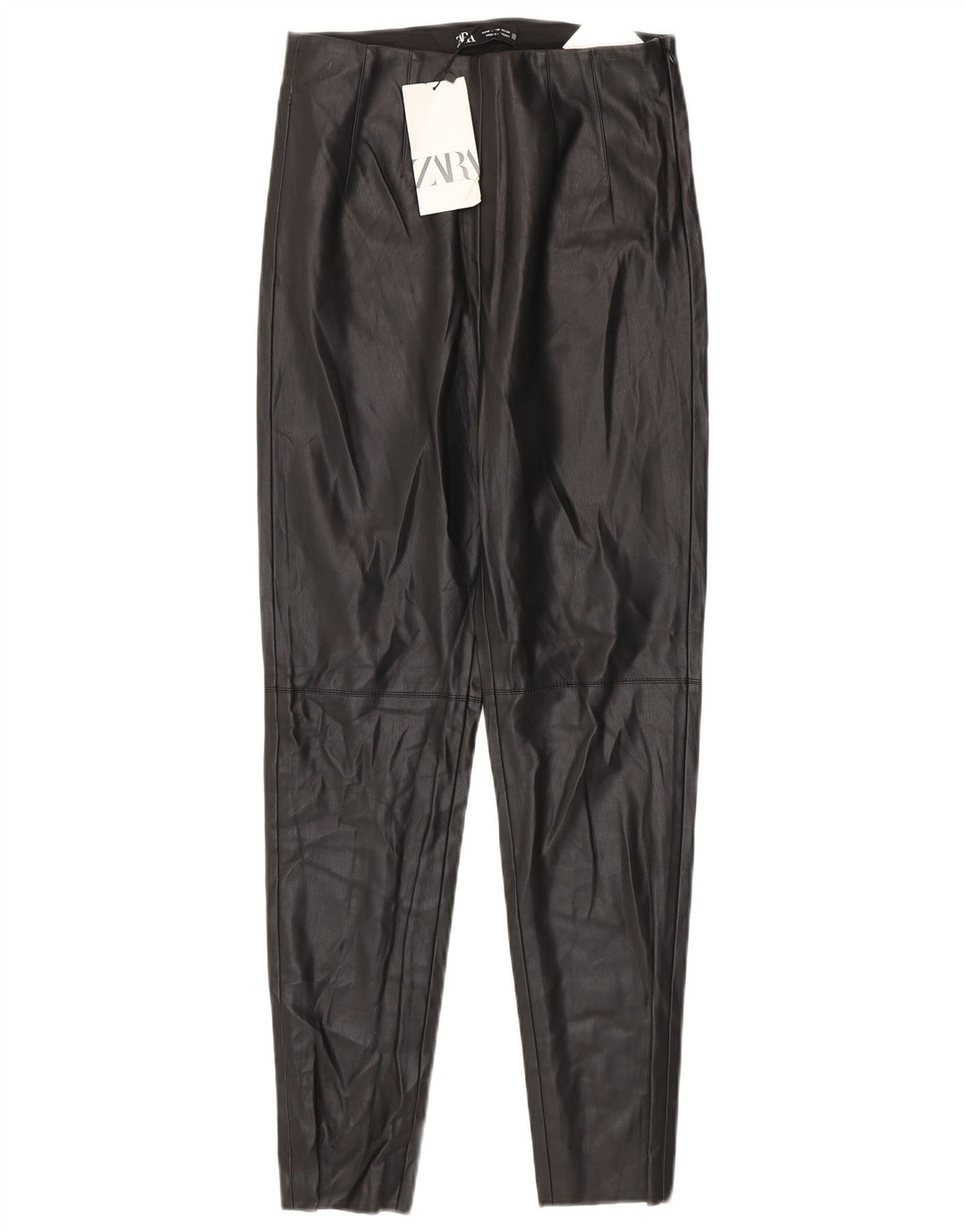 Zara Mujer Leggings De Piel Sintética Mediano W28 L27 Poliuretano Negro