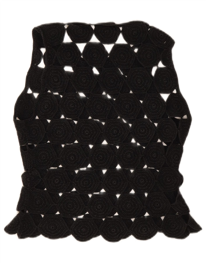 Max & Co. Top corto de crochet sin mangas para mujer UK 10 Small Black