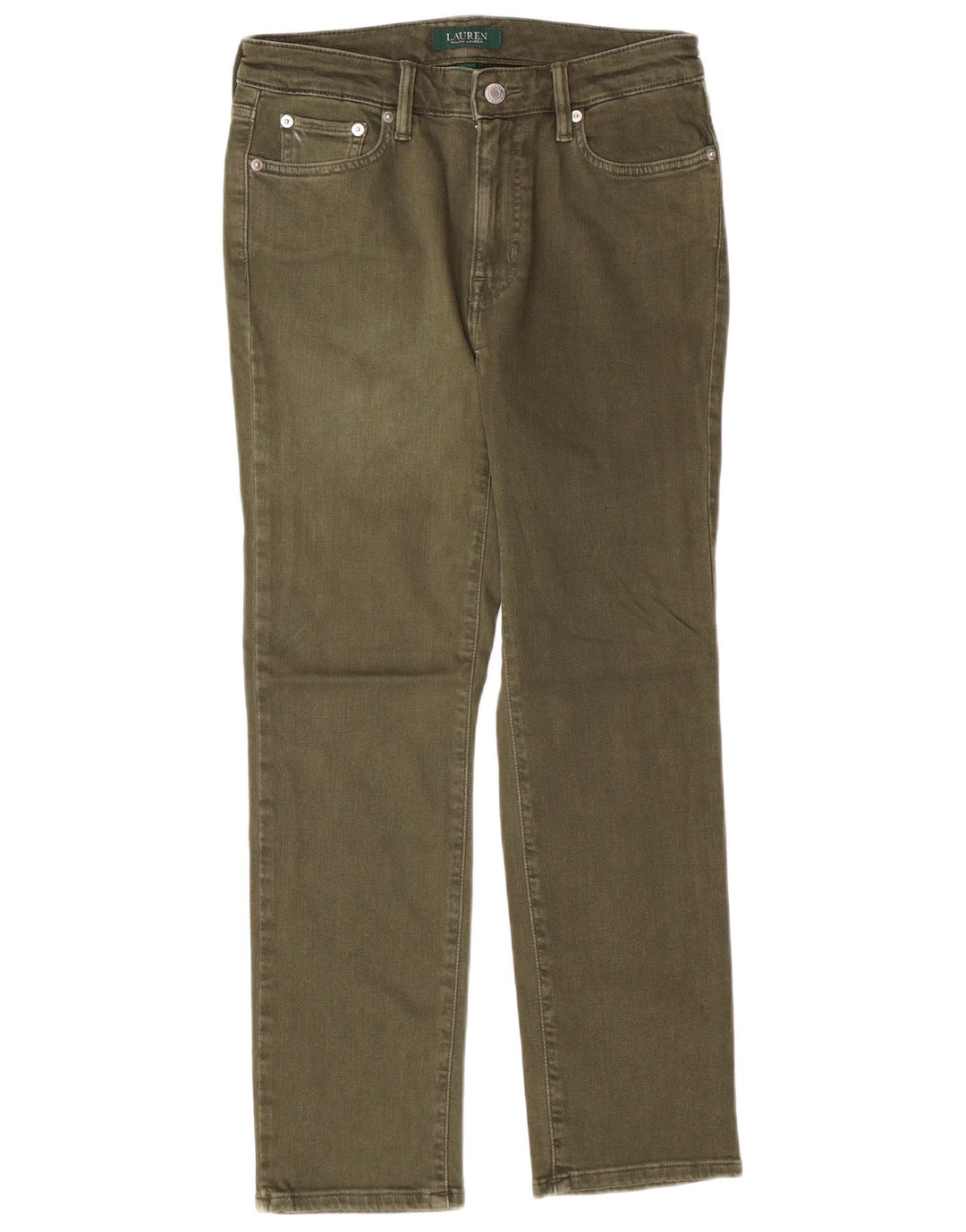 RALPH LAUREN Vaqueros rectos para mujer US 6 mediano W28 L26 algodón caqui