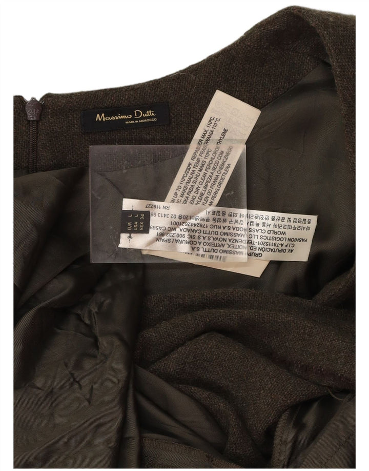 MASSIMO DUTTI Vestido recto para mujer UK 44 Grande Lana a rayas caqui