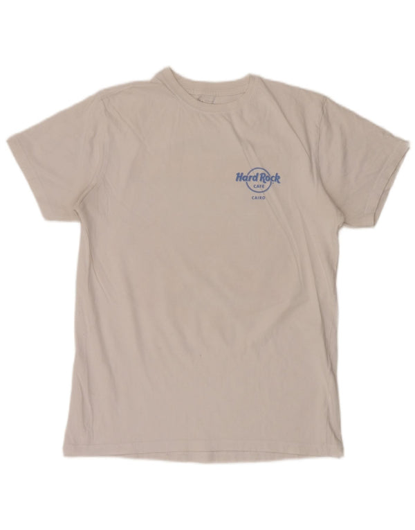 Hard Rock Cafe Mens Cairo Graphic Camiseta Top Medio Algodón Blanco