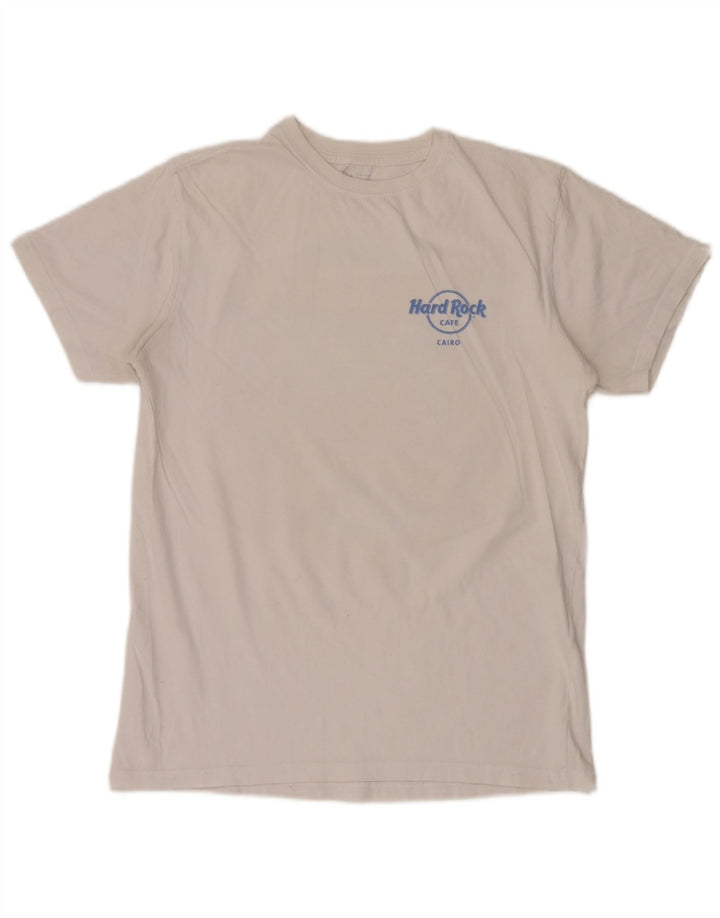 Hard Rock Cafe Mens Cairo Graphic Camiseta Top Medio Algodón Blanco