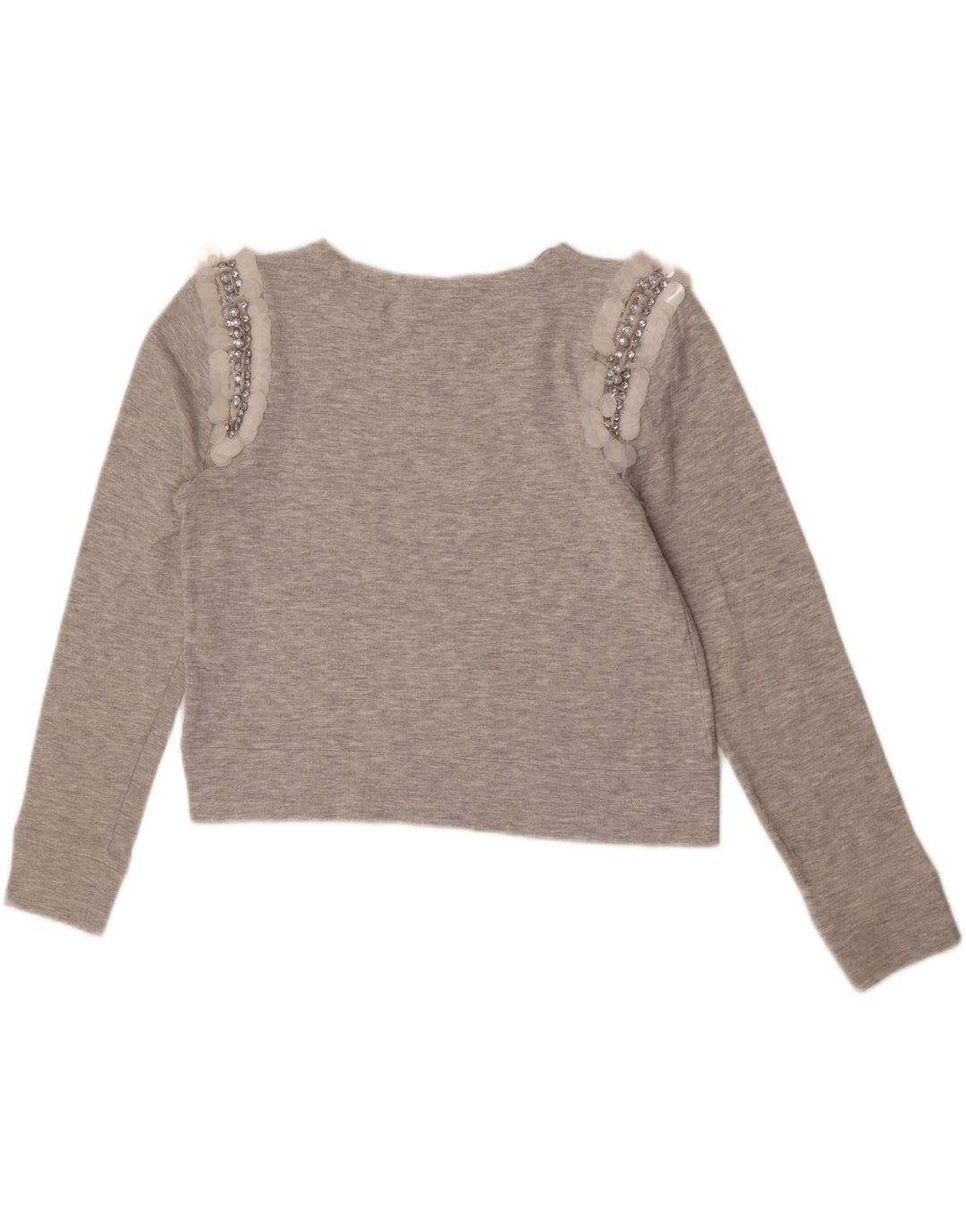 Zara Mujer Crop Sudadera Jumper UK 12 Algodón moteado gris medio