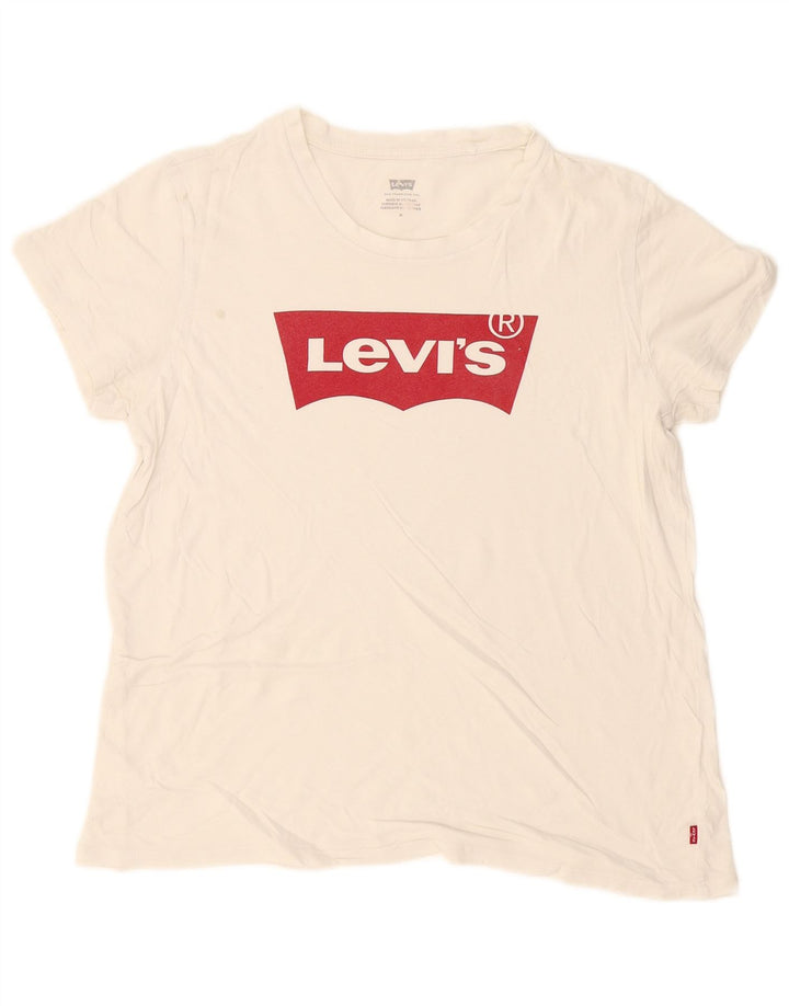 Levi's - Camiseta gráfica para mujer, talla 40, talla mediana, color blanco