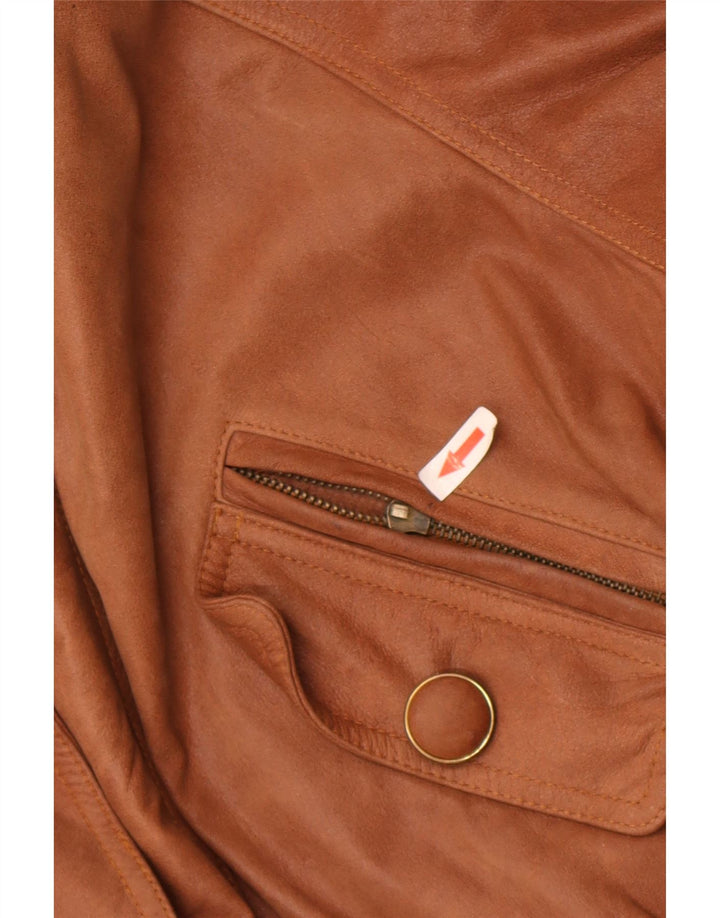 Chaqueta de cuero vintage para mujer Reino Unido 18 XL Marrón