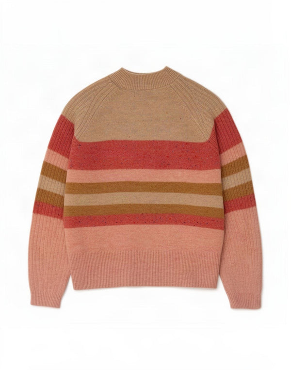 Marks & Spencer Suéter con Cuello Alto para Mujer UK 10 Small Pink Stripes