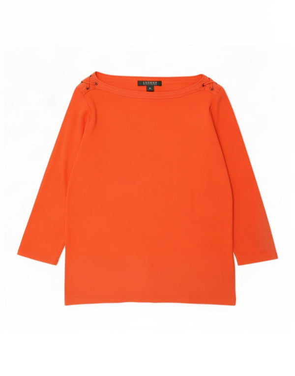 Ralph Lauren Top para mujer manga 3/4 UK 14 Algodón naranja medio