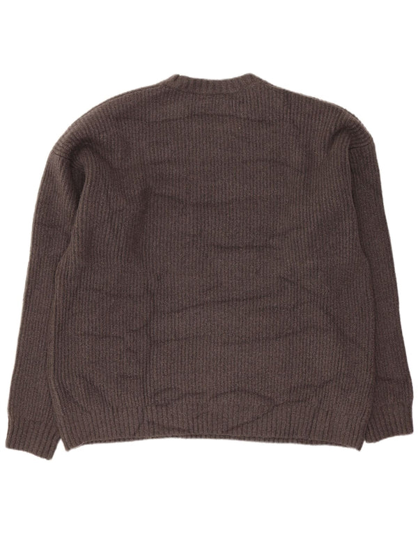 Zara Mens Boat Neck Jumper Sweater Large Grey Polyester