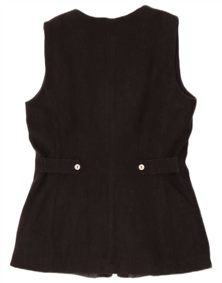 Vintage mujer Gilet EU 36 pequeño acrílico negro