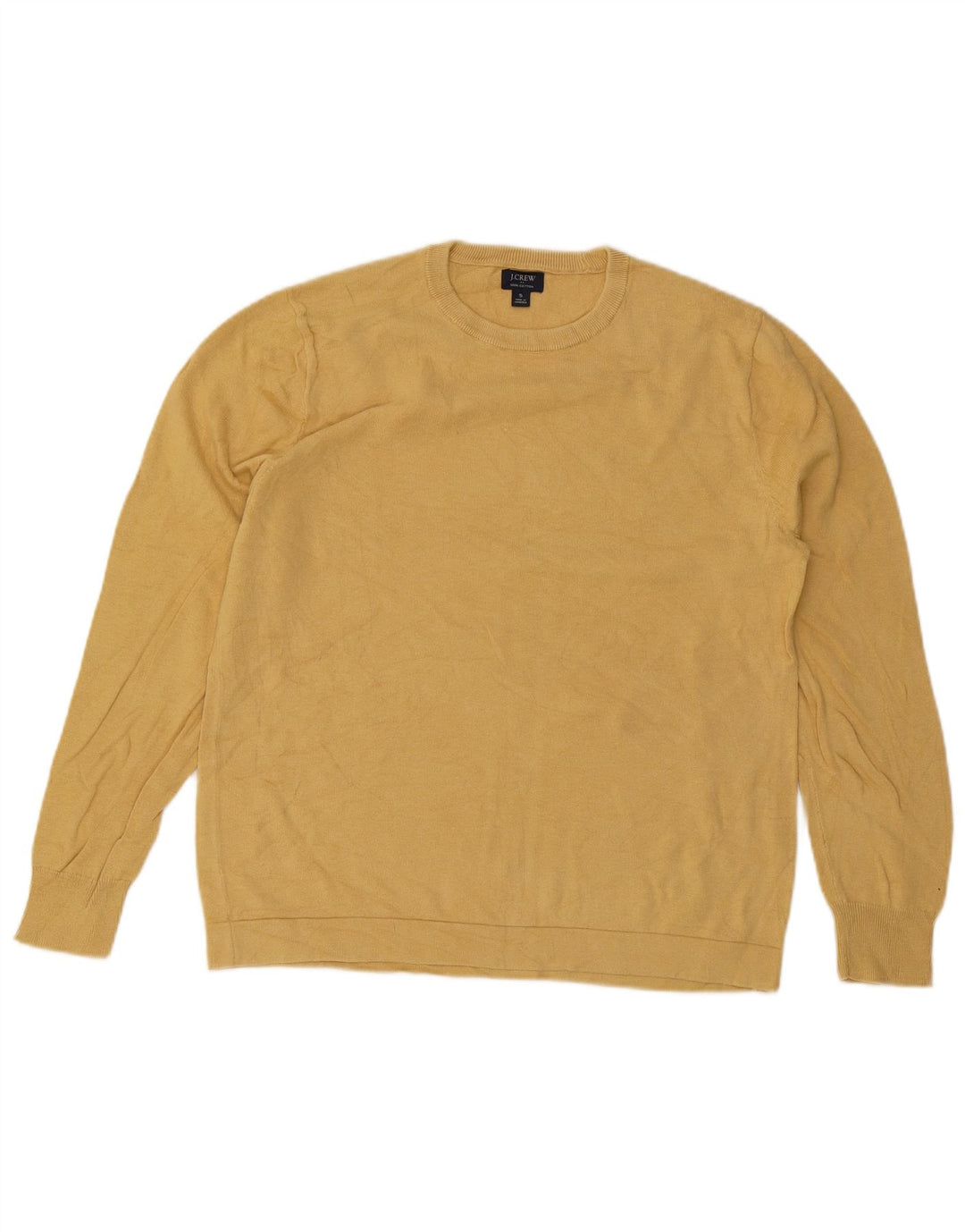 J. Crew Jersey de cuello redondo para hombre, talla pequeña, algodón amarillo