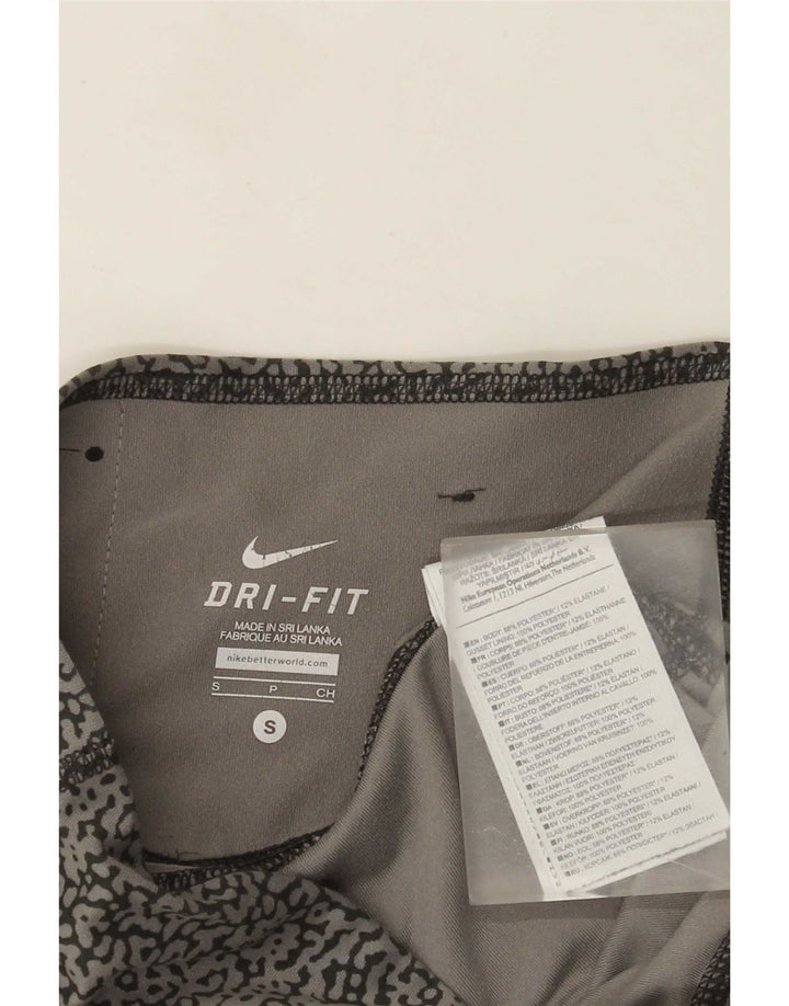 Nike Leggings capri Dri Fit para mujer con patrón abstracto, talla 10, color gris