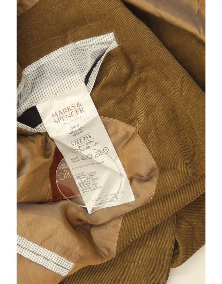 Marks & Spencer Chaqueta tipo blazer de pana con 2 botones para hombre, talla 42, color beige