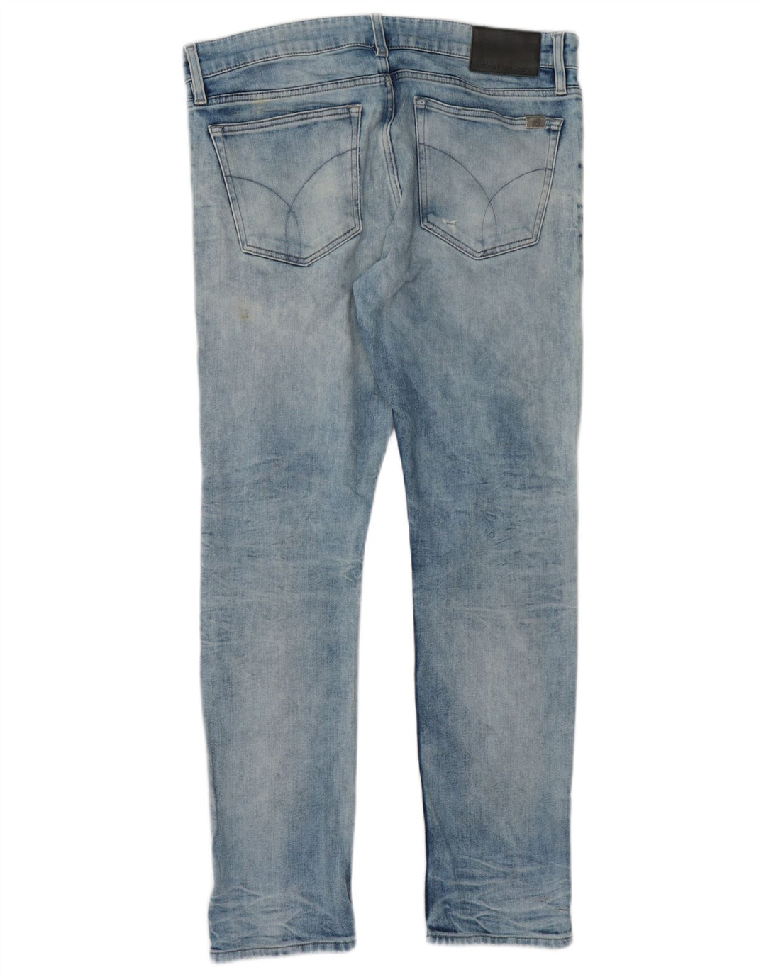CALVIN KLEIN Vaqueros pitillo desgastados para hombre 33 L32 Algodón azul