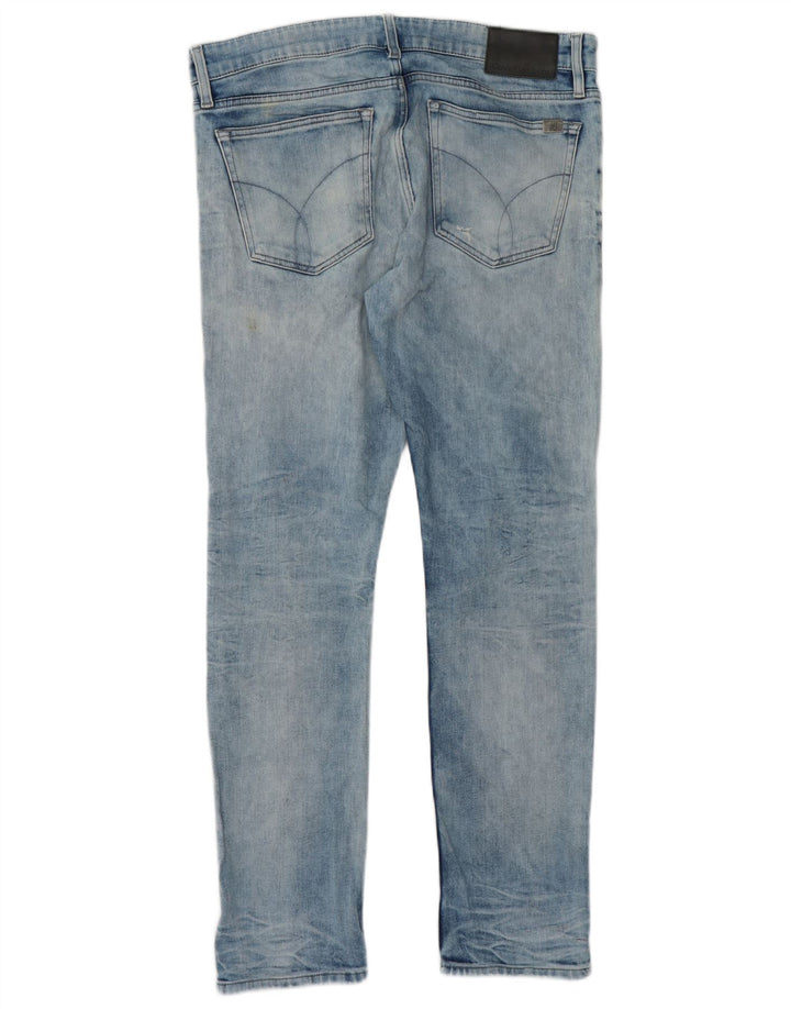 CALVIN KLEIN Vaqueros pitillo desgastados para hombre 33 L32 Algodón azul