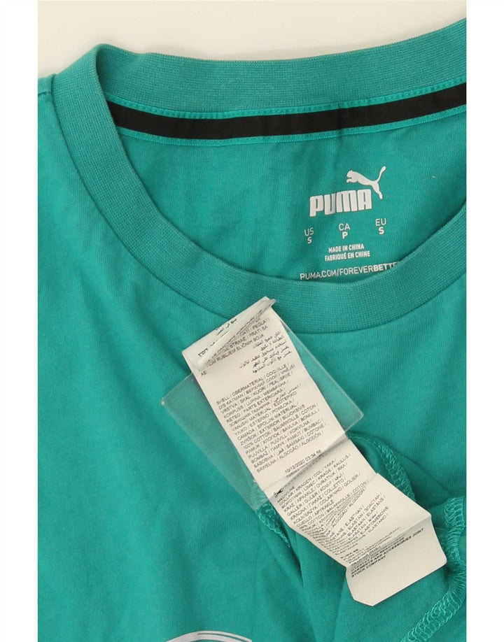 Puma - Camiseta gráfica para hombre, talla pequeña, algodón turquesa