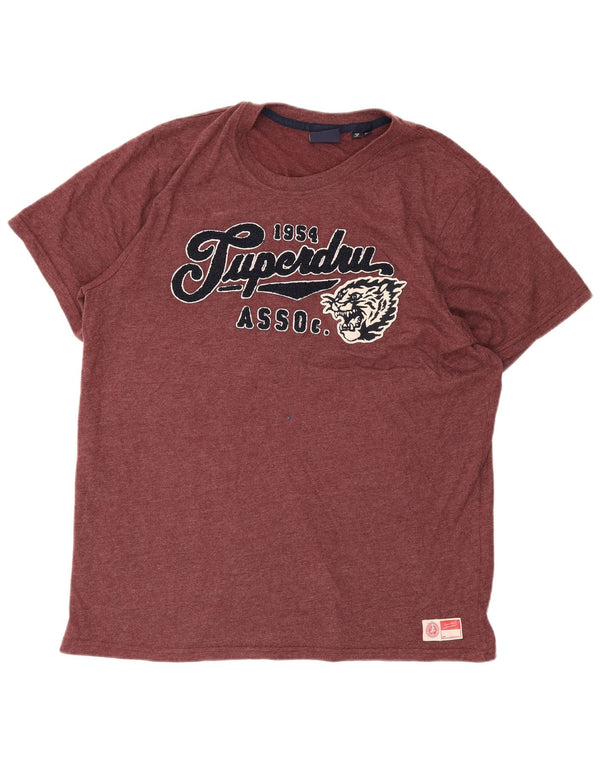Superdry Camiseta gráfica para hombre Top 2XL Algodón burdeos