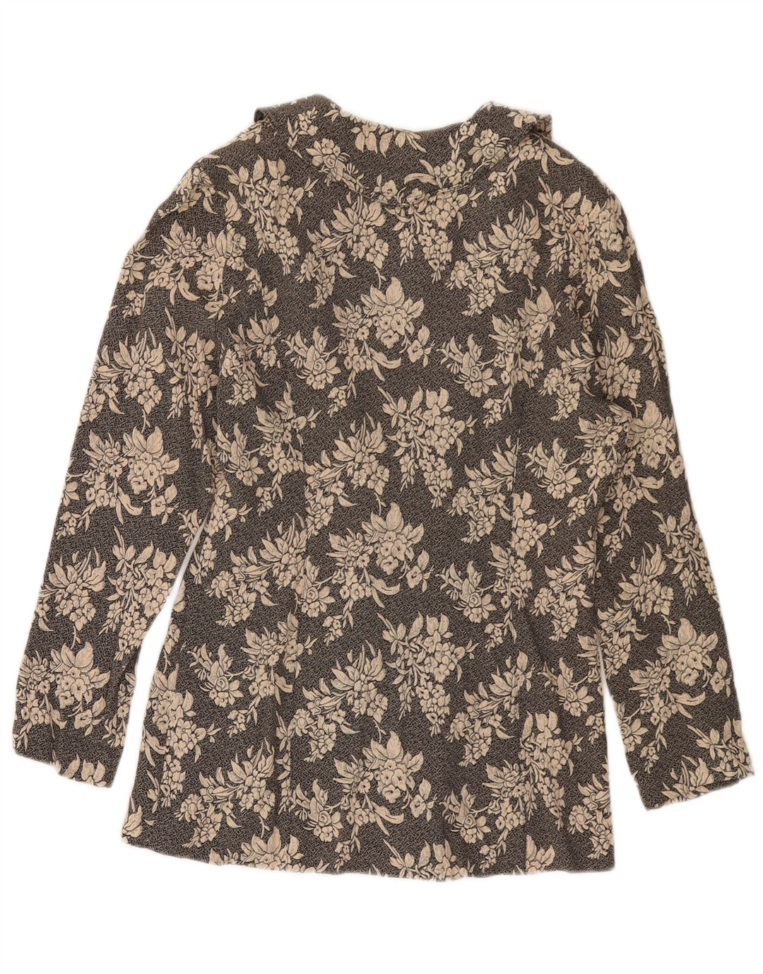 VINTAGE Mujer 3 Botones Blazer Chaqueta Reino Unido 10 Pequeño Negro Floral