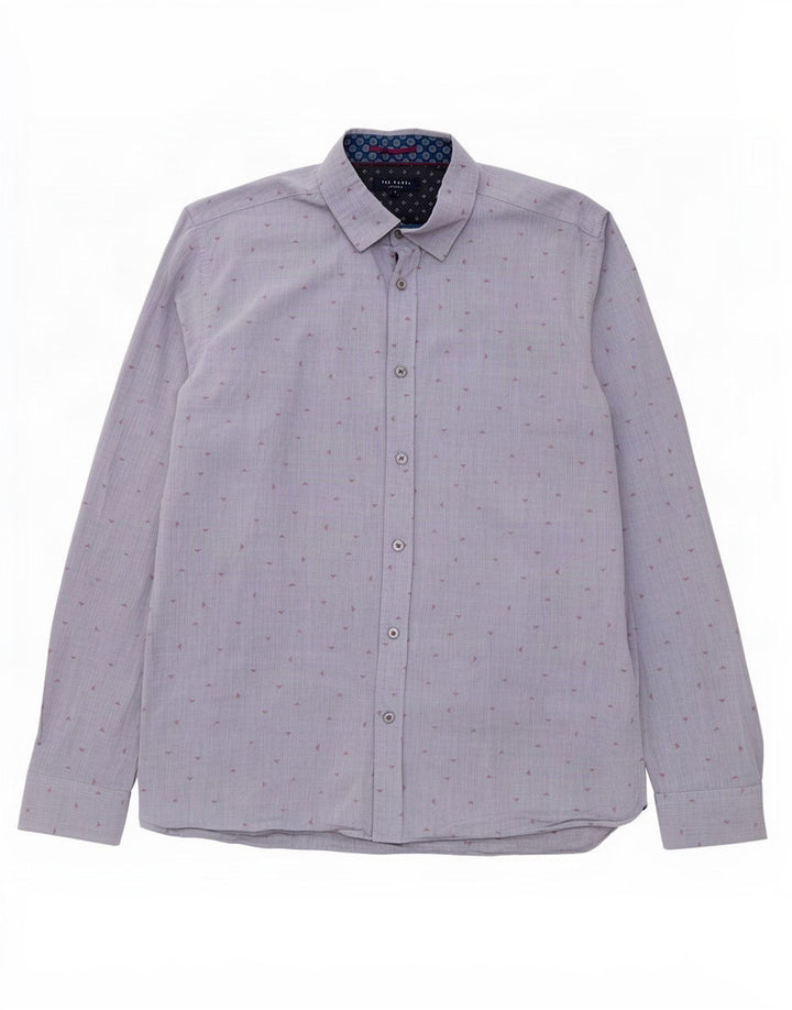 Ted Baker - Camisa con estampado abstracto para hombre, talla 4, algodón gris grande