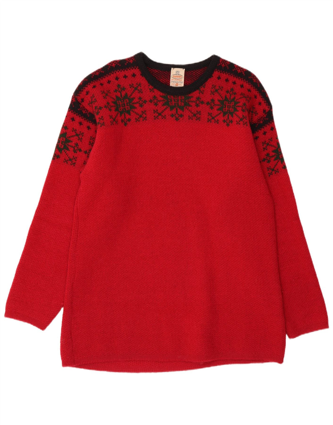 JANUS Jersey de cuello redondo para hombre IT 50 Lana Fair Isle roja mediana