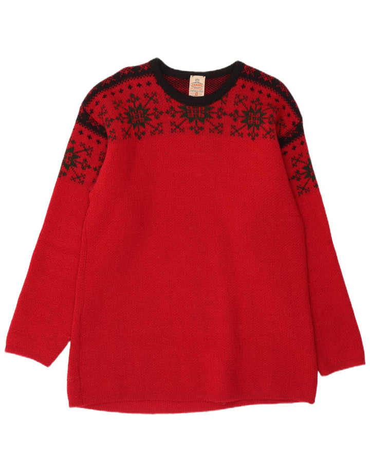 JANUS Jersey de cuello redondo para hombre IT 50 Lana Fair Isle roja mediana