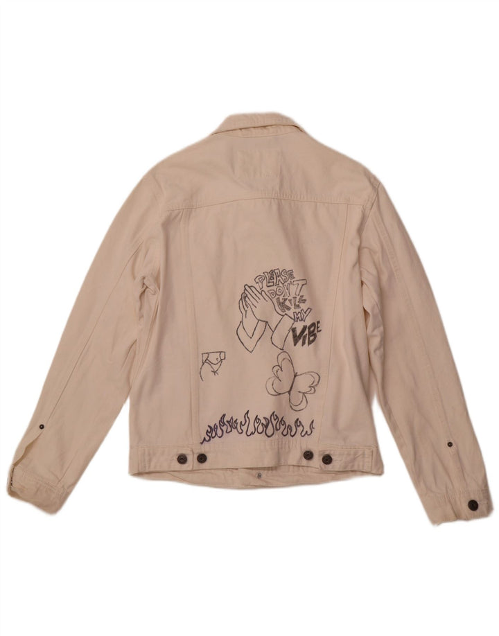ALCOTT Chaqueta vaquera gráfica para mujer UK 1O Small White Cotton