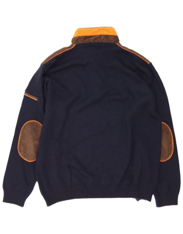Paul & Shark Suéter tipo jersey con cuello y cremallera para hombre, talla 2XL, azul marino
