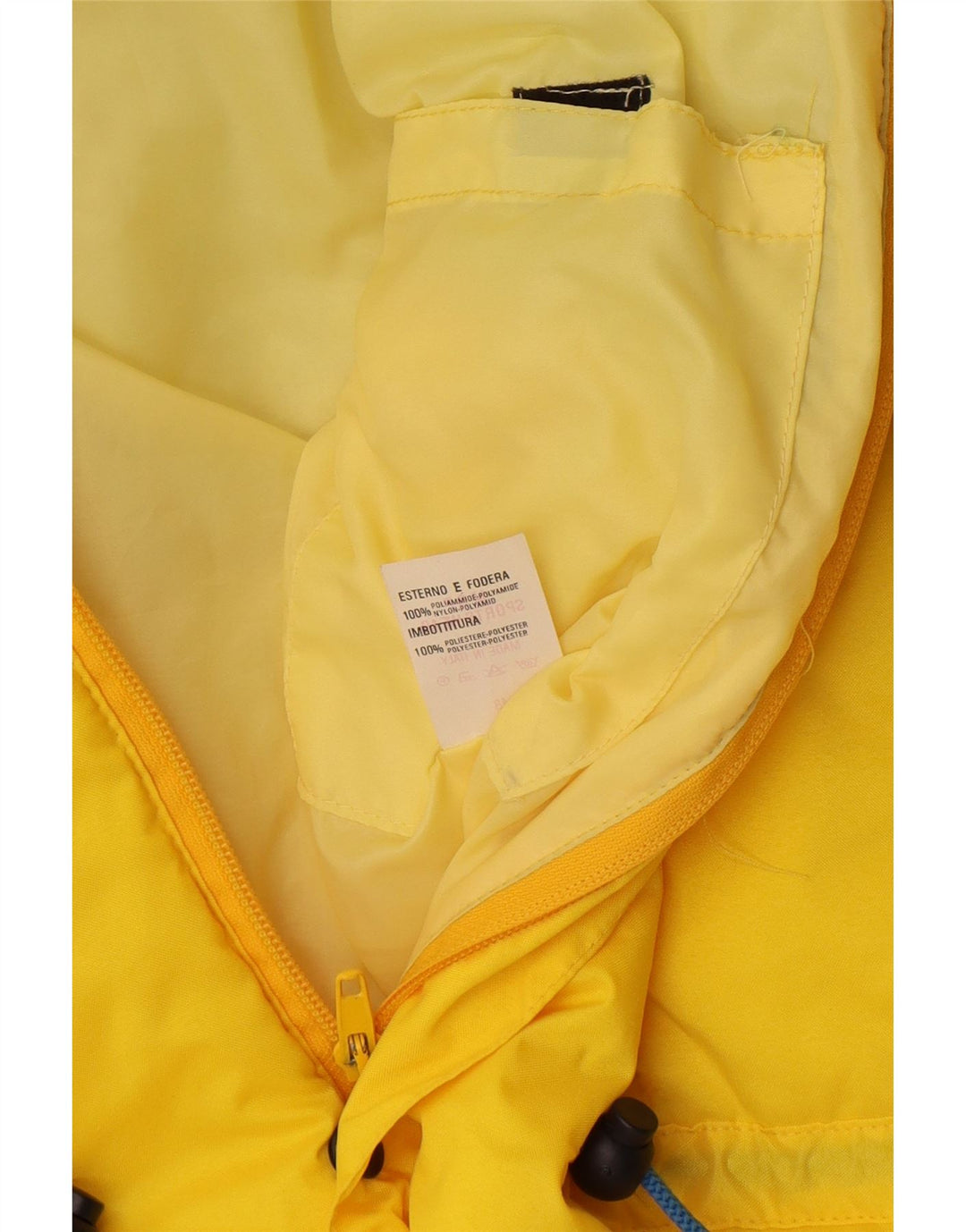 Chaqueta acolchada con capucha vintage para hombre IT 48 Poliamida color block amarillo medio