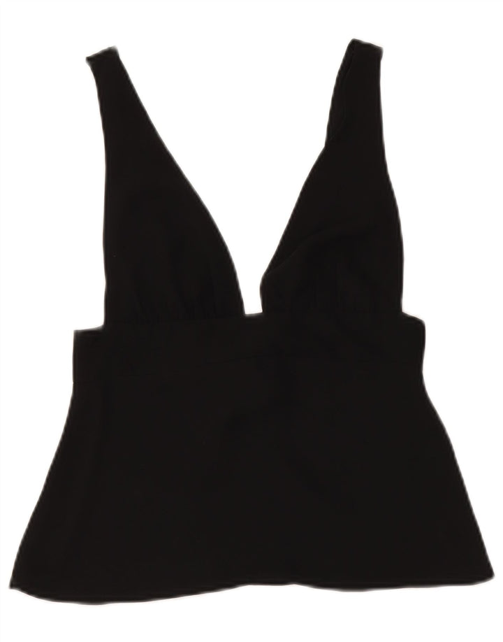 Zara Mujer Crop Top Sin Mangas UK 8 Small Negro