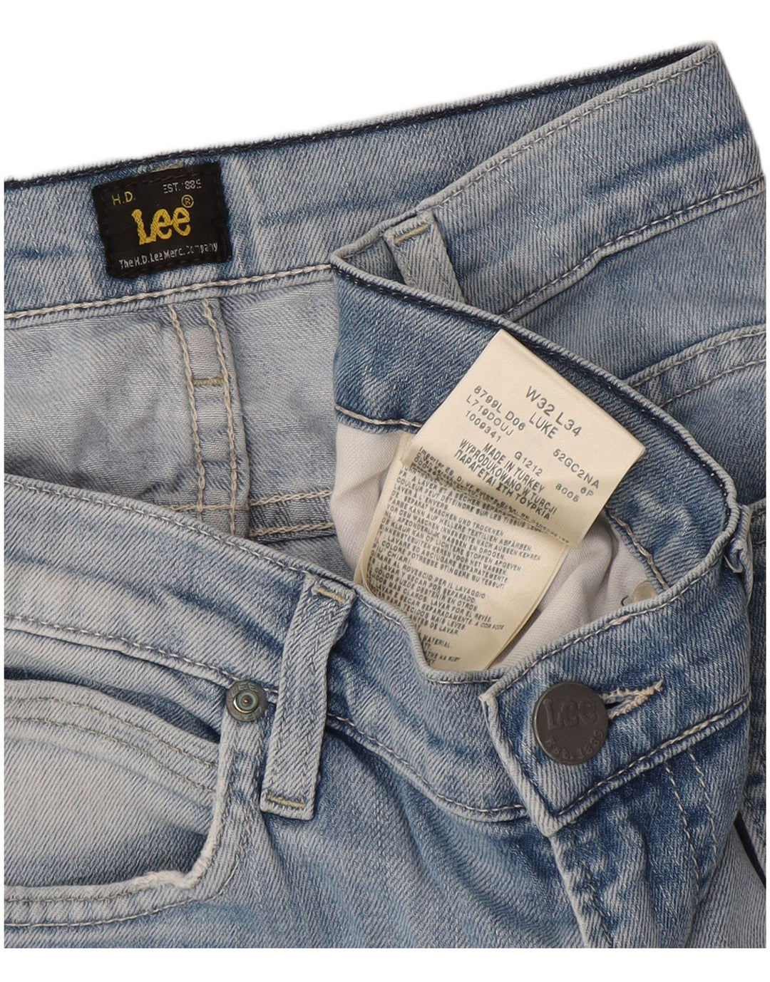 Vaqueros Lee Luke Slim para Hombre W32 L34 Algodón Azul