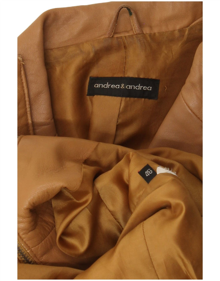 Chaqueta de cuero vintage para mujer IT 46 Marrón grande