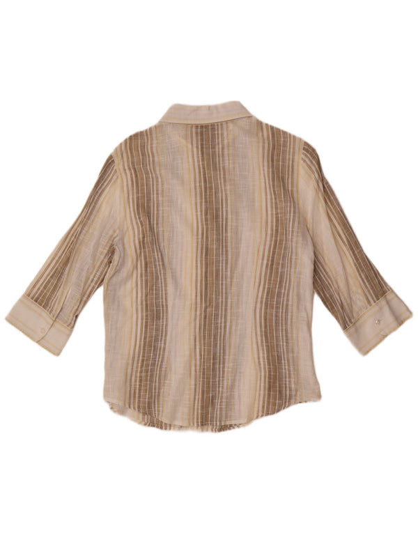 Marlboro Classics Camisa de manga 3/4 para mujer EU 44 XL Beige Rayas