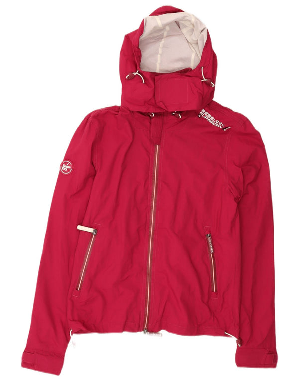 SUPERDRY Chaqueta impermeable con capucha para mujer UK 40 Small Red Nylon