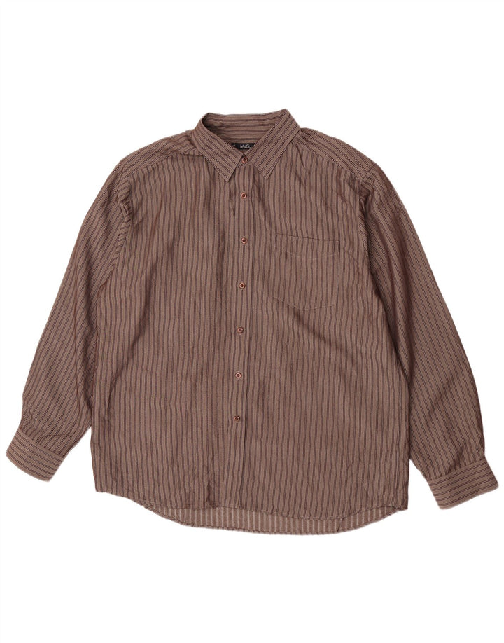 Camisa Hombre M&Co XL Viscosa Rayas Marrón