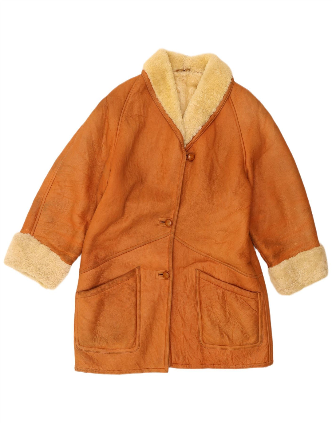 Trussardi Abrigo de piel de oveja para mujer ES 40 XL Cuero beige