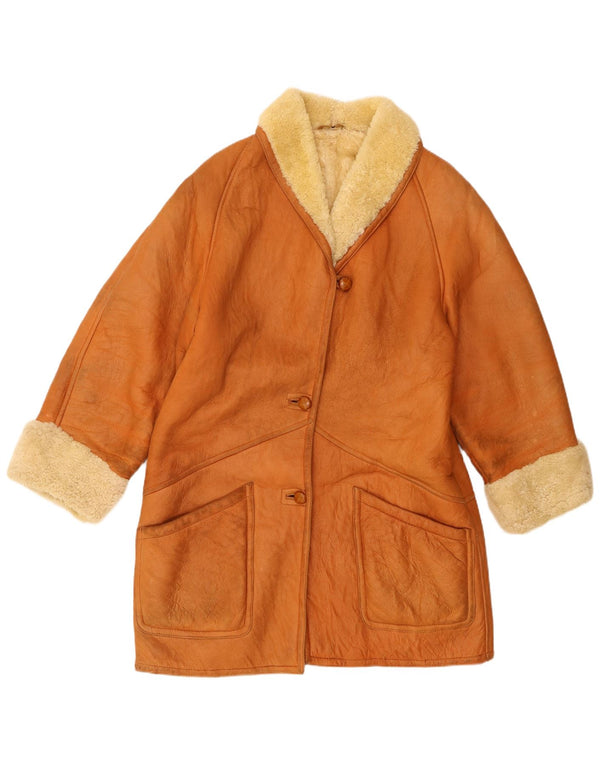 Trussardi Abrigo de piel de oveja para mujer ES 40 XL Cuero beige