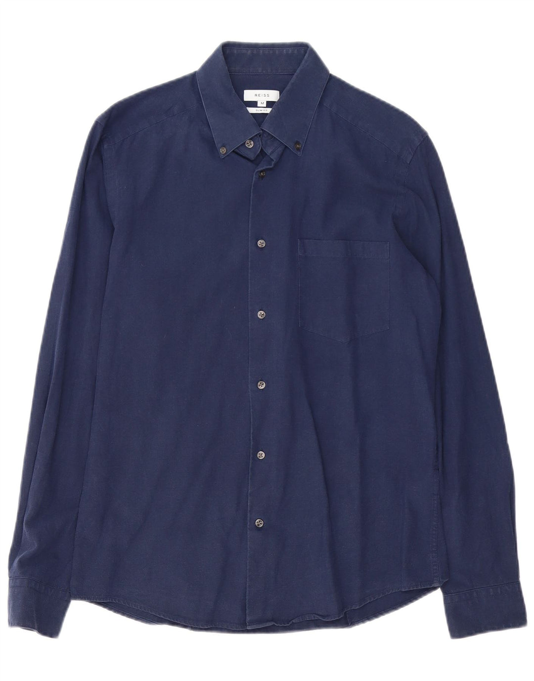 Camisa Reiss Slim Fit De Algodón Azul Marino Medio