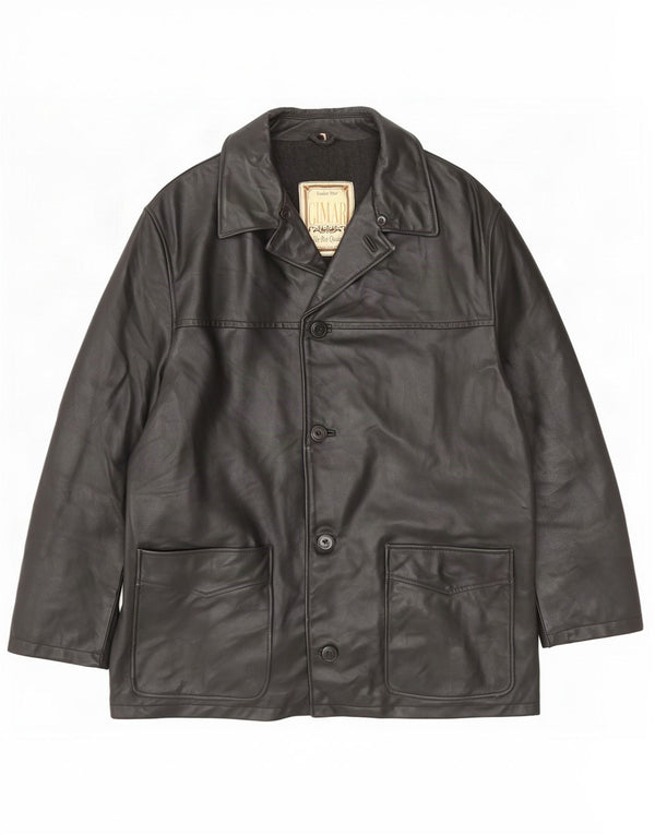 Chaqueta de cuero vintage para hombre IT 52 XL Negro