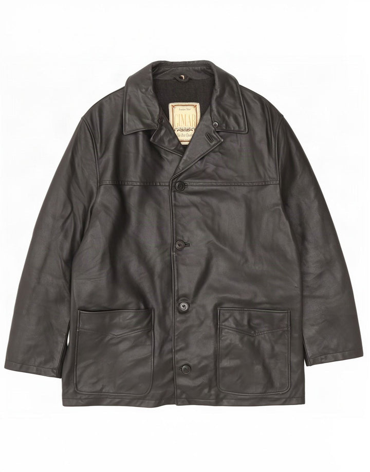 Chaqueta de cuero vintage para hombre IT 52 XL Negro