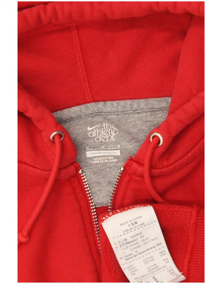 NIKE Sudadera con capucha y cremallera para mujer UK 12 Medium Red Cotton