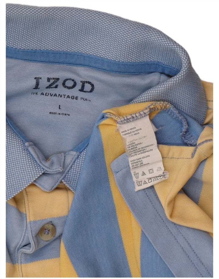 Polo Izod Hombre Grande Azul Algodón